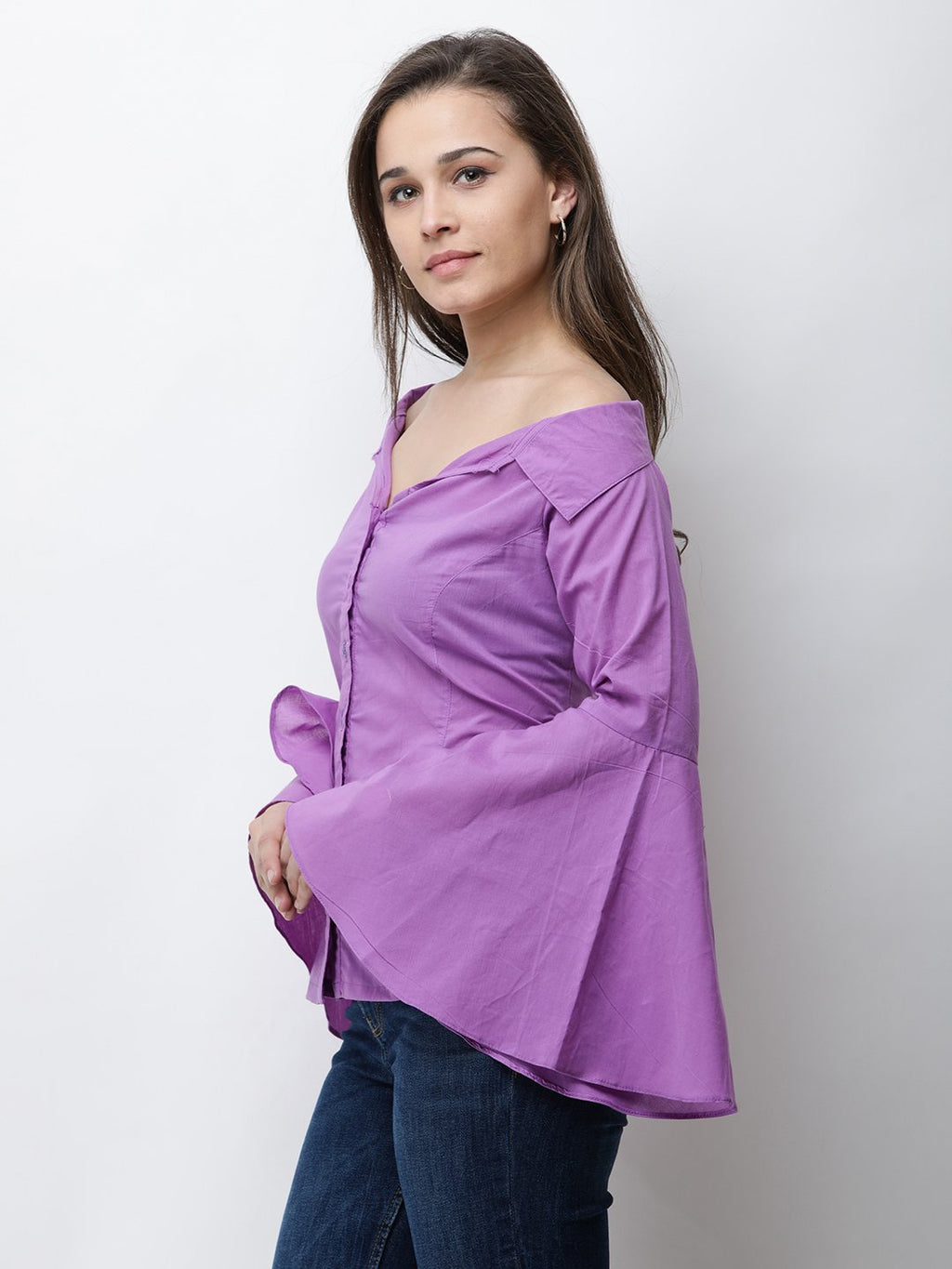 Cation Purple Solid Shirt