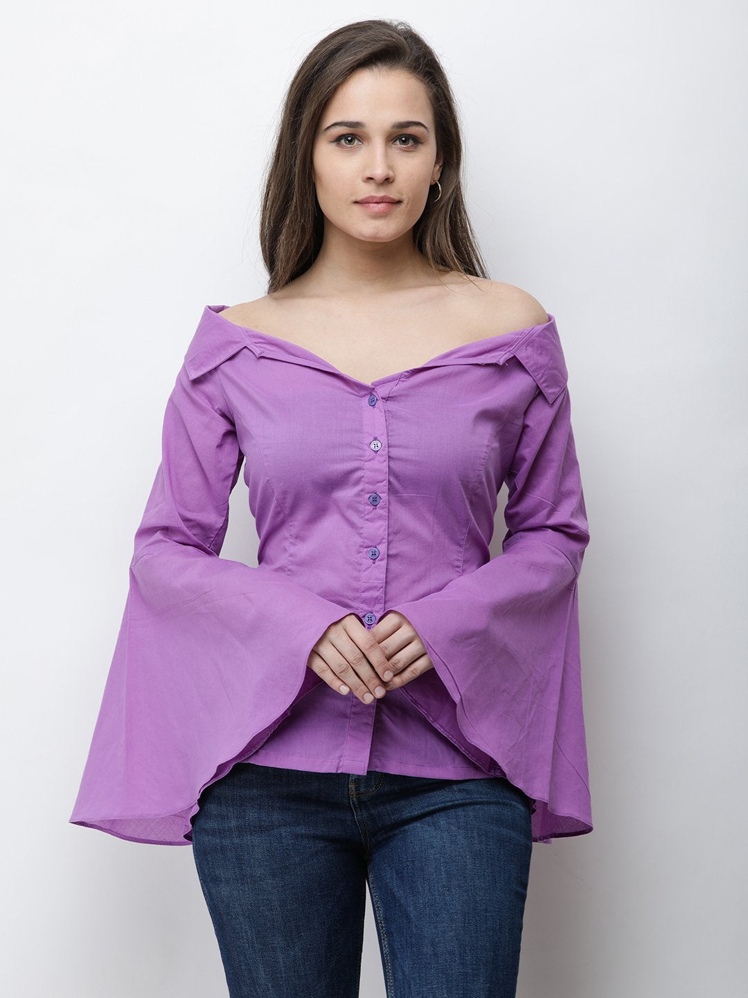 Cation Purple Solid Shirt