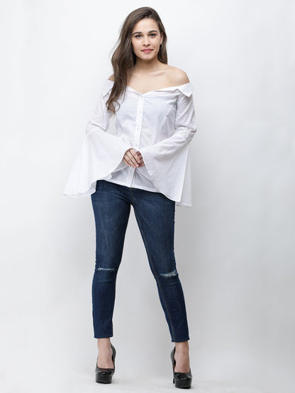Cation White Solid Shirt