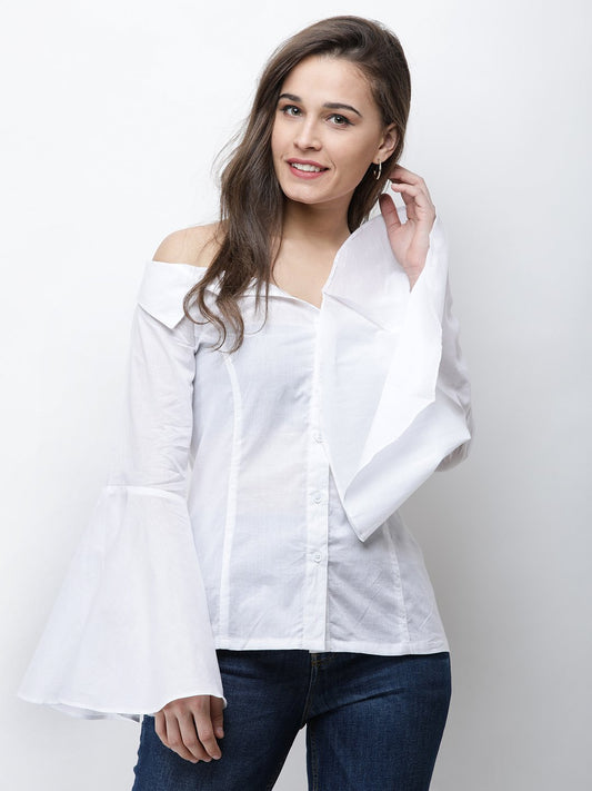 Cation White Solid Shirt