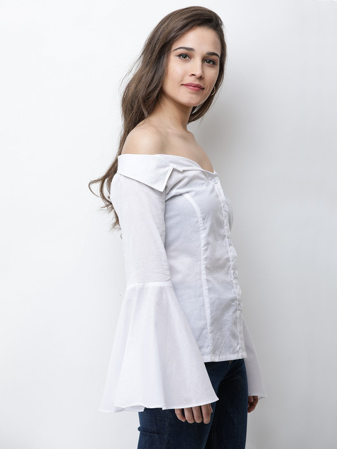 Cation White Solid Shirt