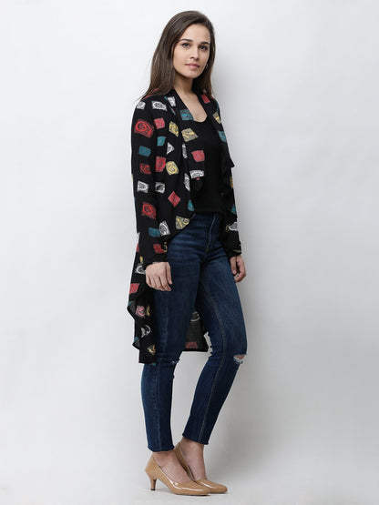 Cation Black Printed Shrug