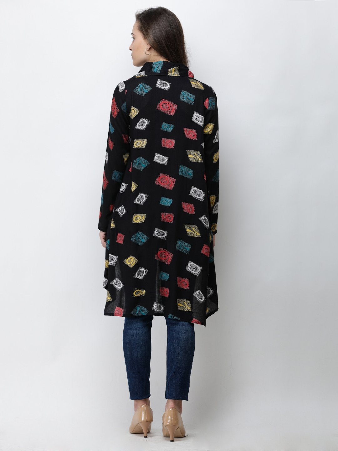 Cation Black Printed Shrug
