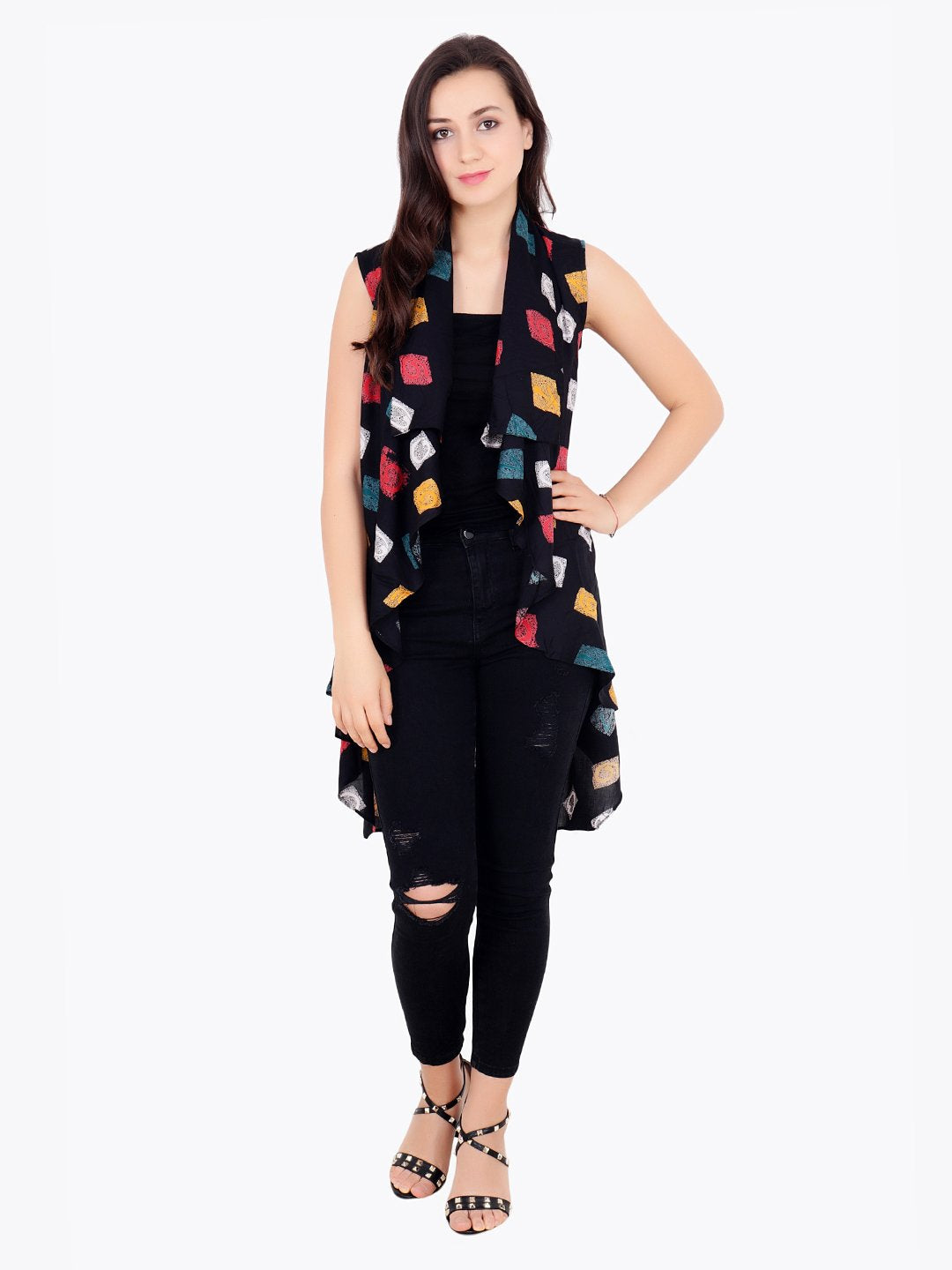 Black Printed Shrug