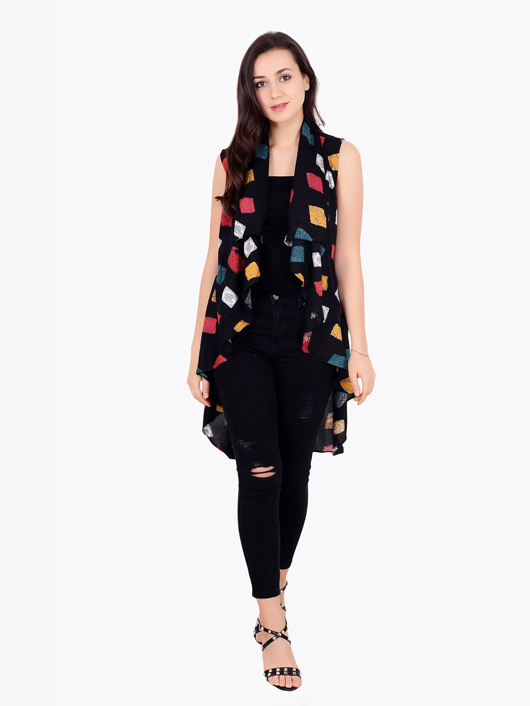Black Printed Shrug