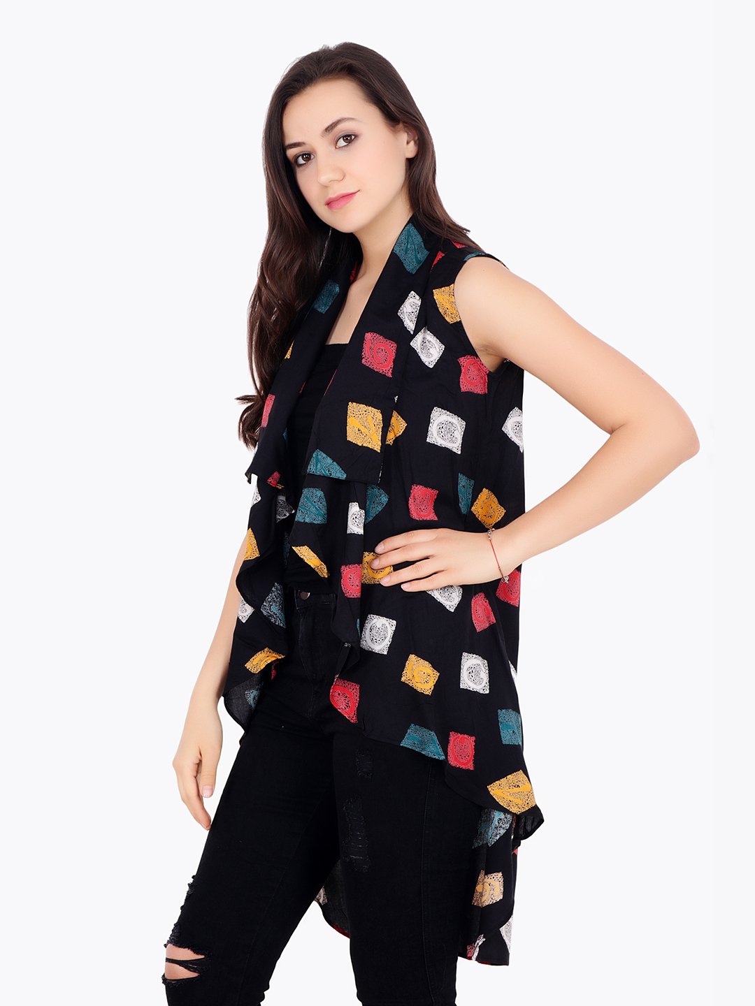Black Printed Shrug
