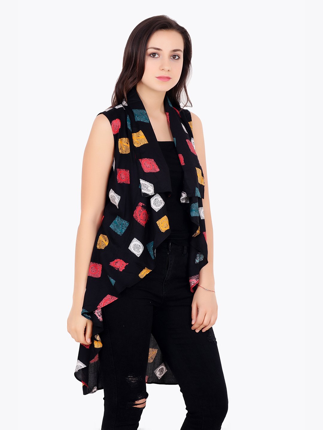 Black Printed Shrug