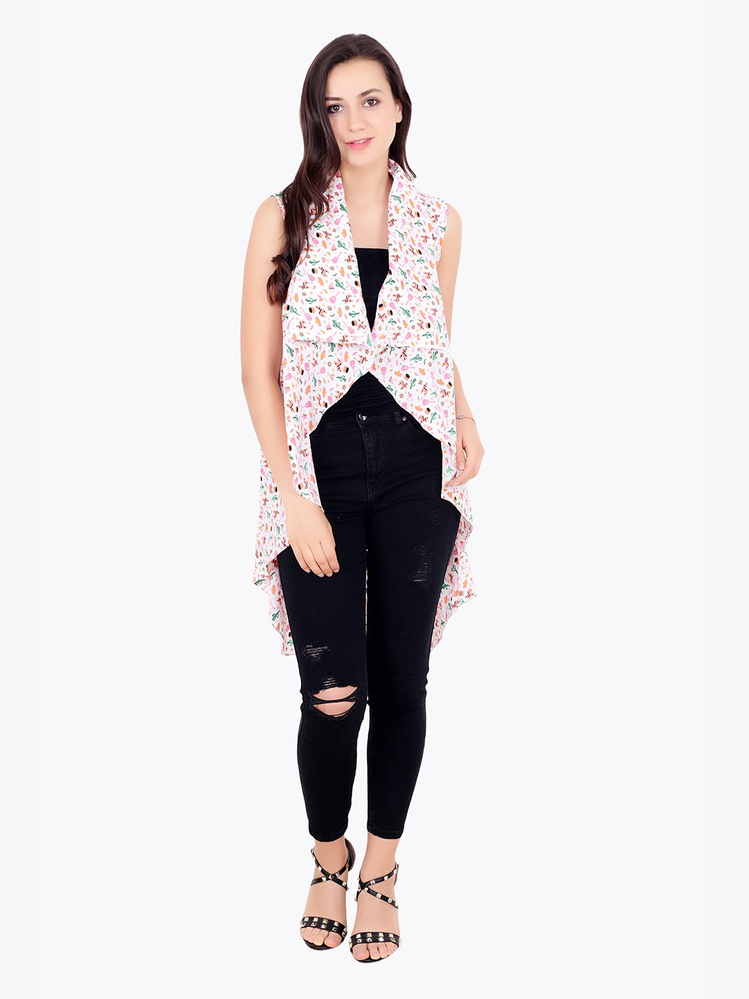 White Printed Shrug