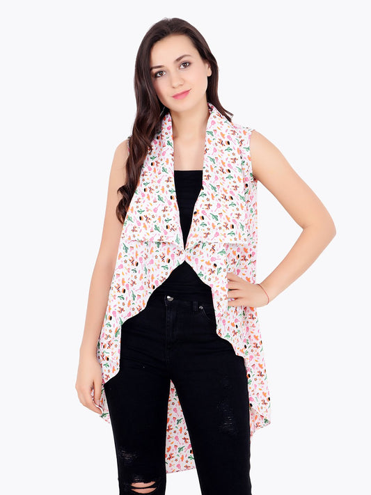 White Printed Shrug