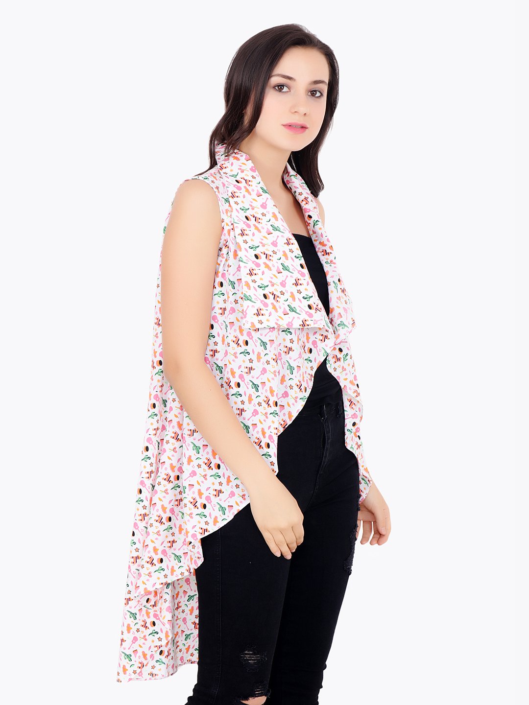 White Printed Shrug