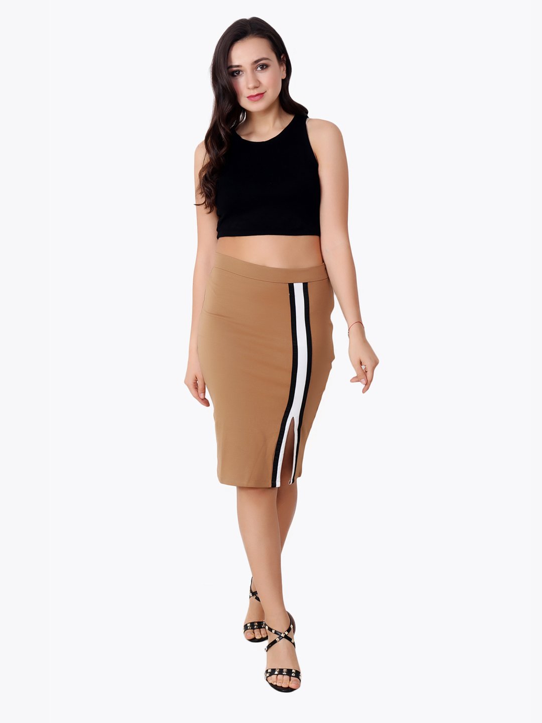 Brown Solid Skirt