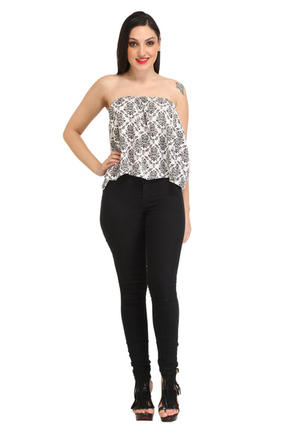 White Printed Top
