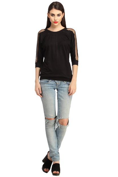 Cation Black Cotton Top