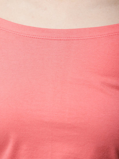 Coral solid crop top