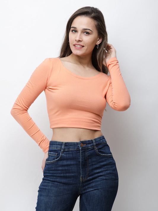 Orange Solid Crop Top