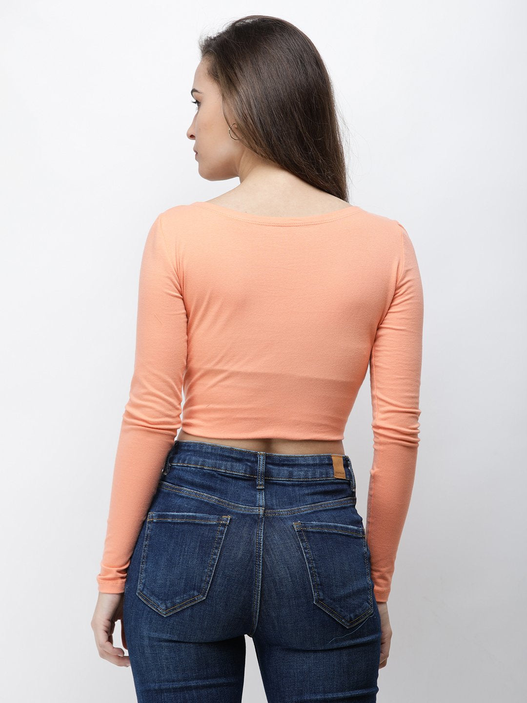 Orange Solid Crop Top