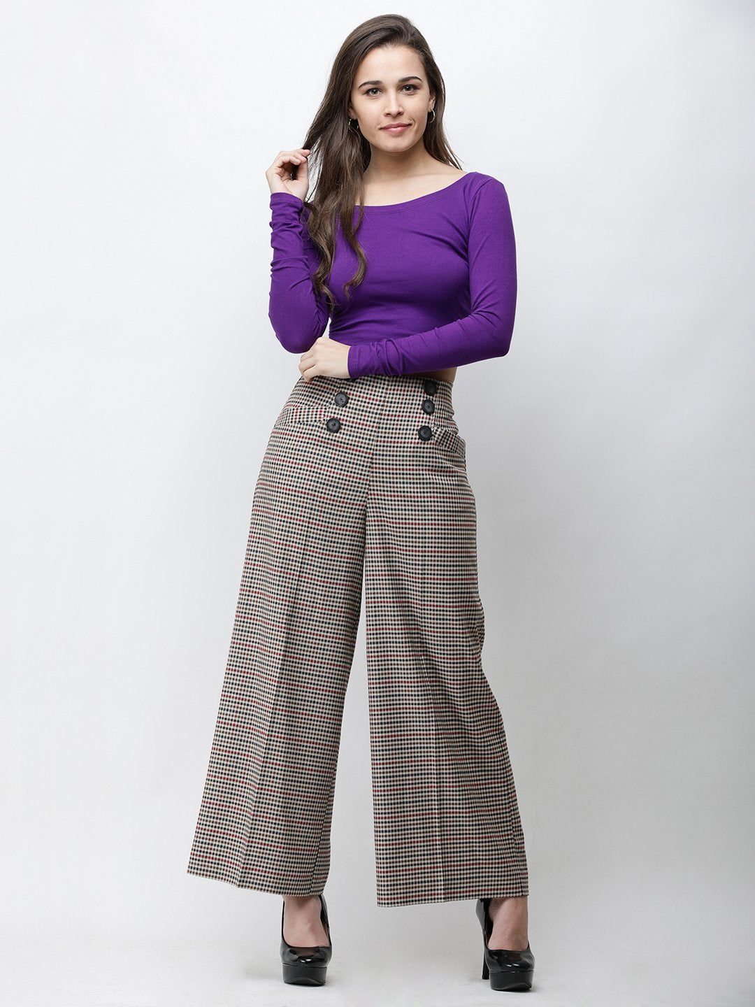 Purple Solid Crop Top