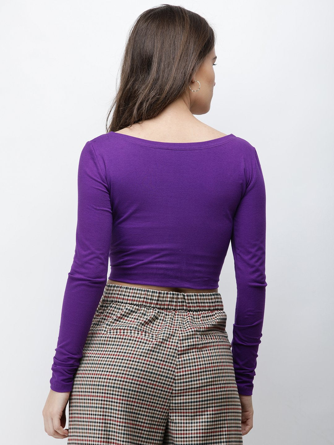 Purple Solid Crop Top