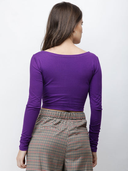 Purple Solid Crop Top
