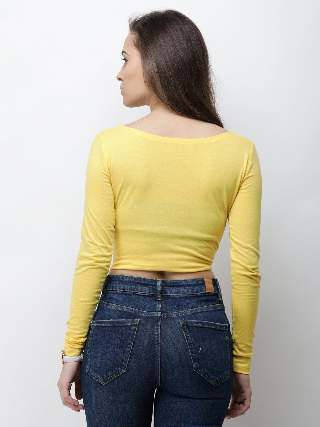 Yellow solid crop top