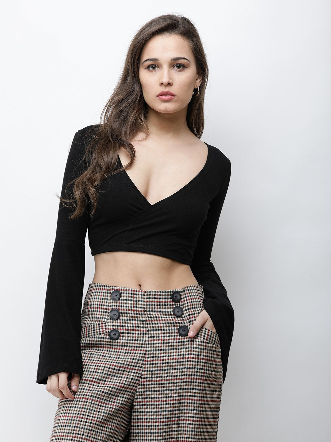 Black Wrap Crop Top