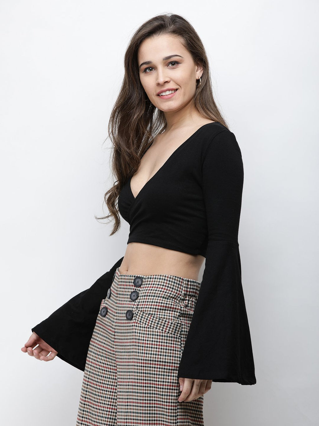 Black Wrap Crop Top