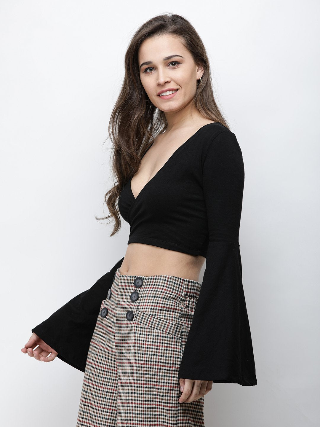 Black Wrap Crop Top