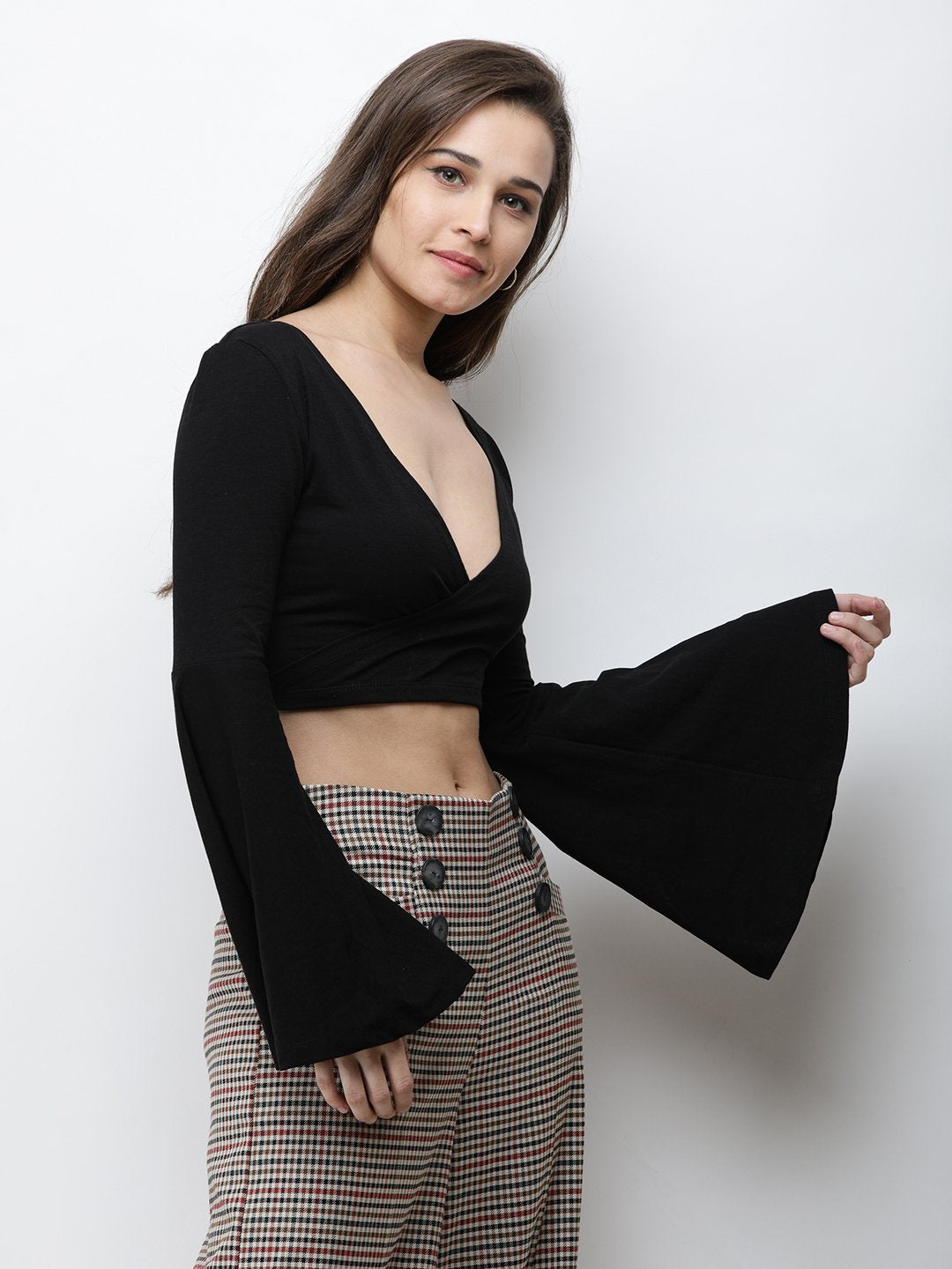 Black Wrap Crop Top
