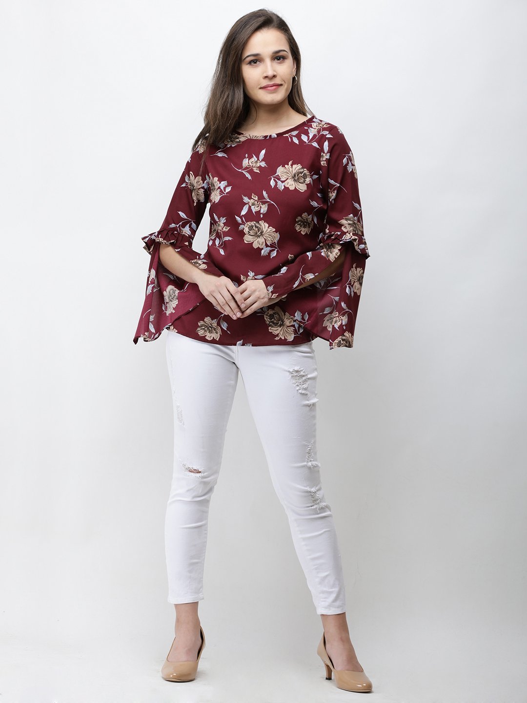 Maroon Printed Top