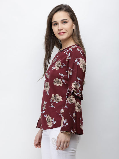 Maroon Printed Top