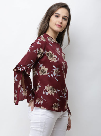 Maroon Printed Top