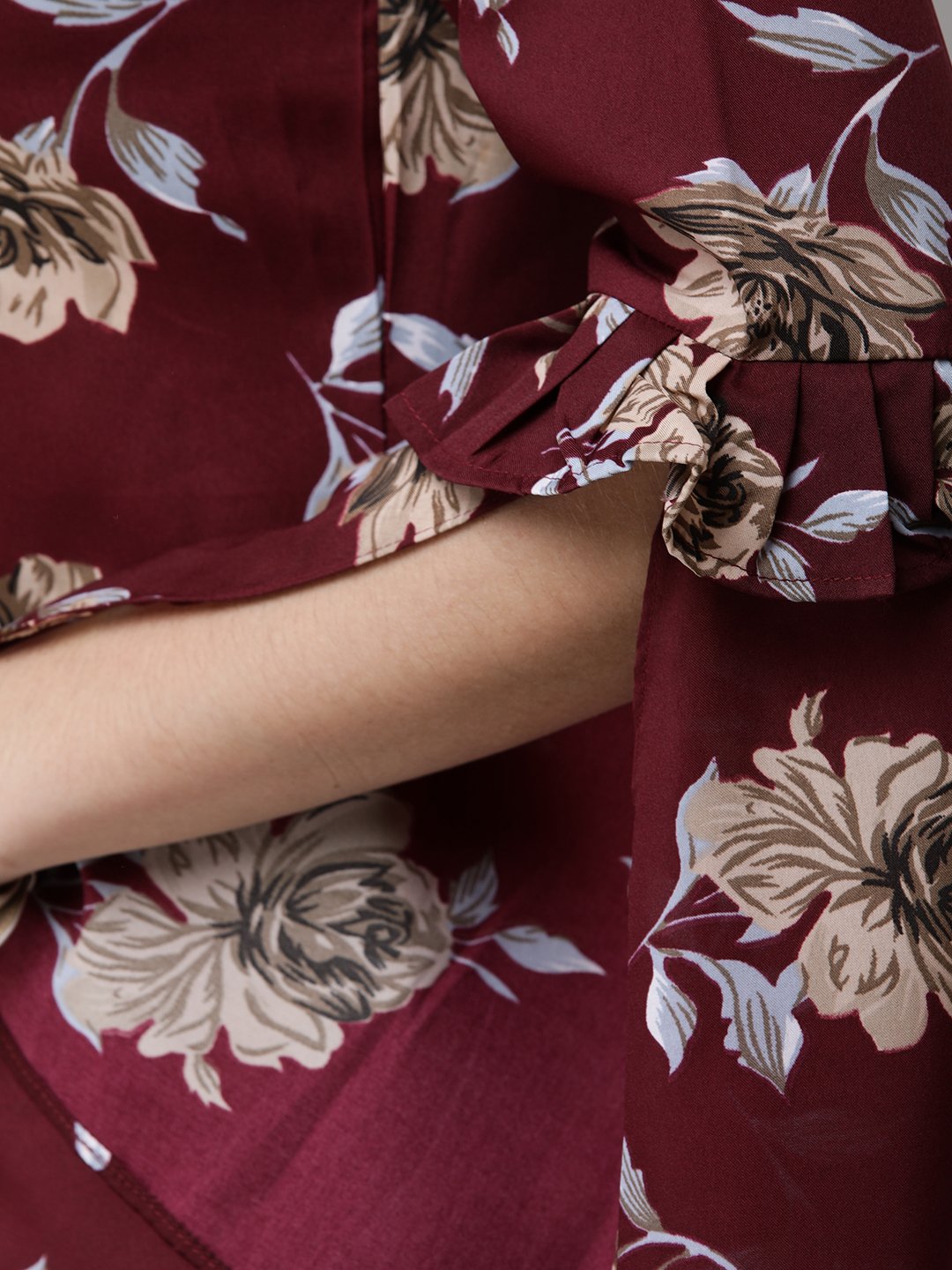 Maroon Printed Top