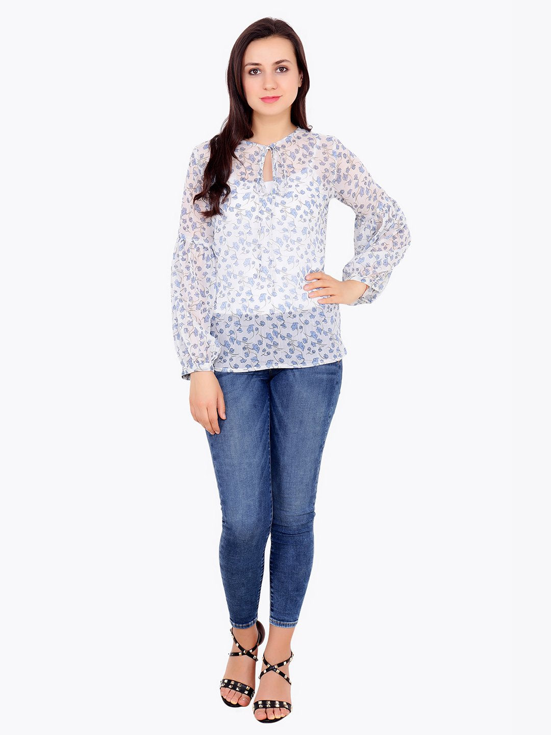 White Printed Top