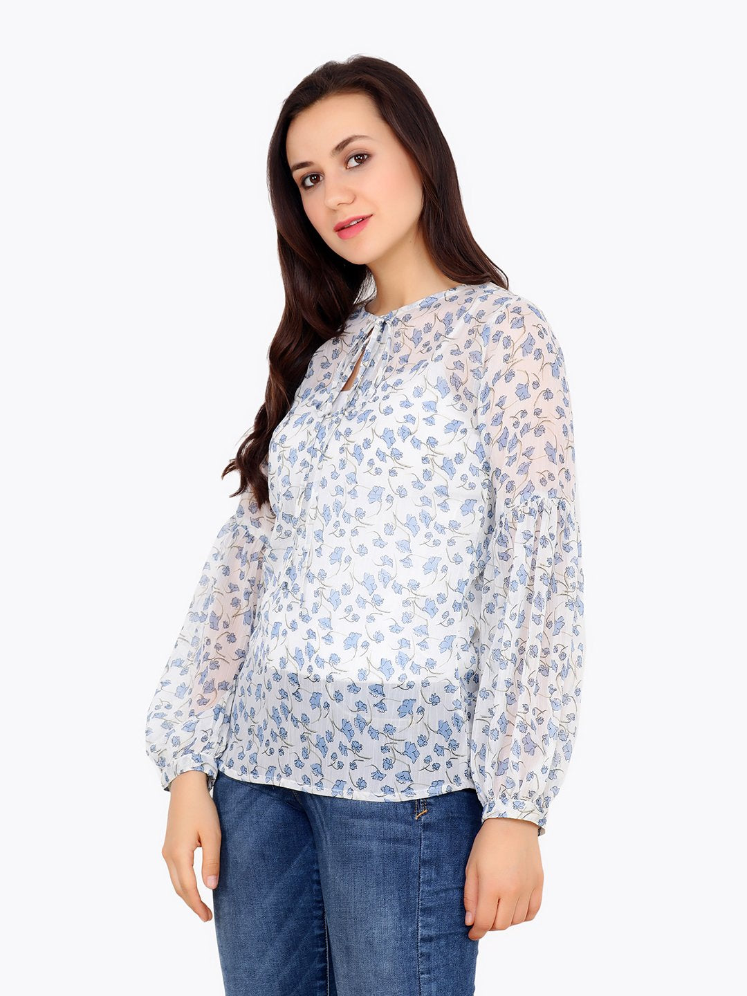 White Printed Top