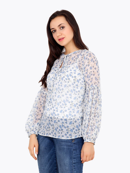 White Printed Top