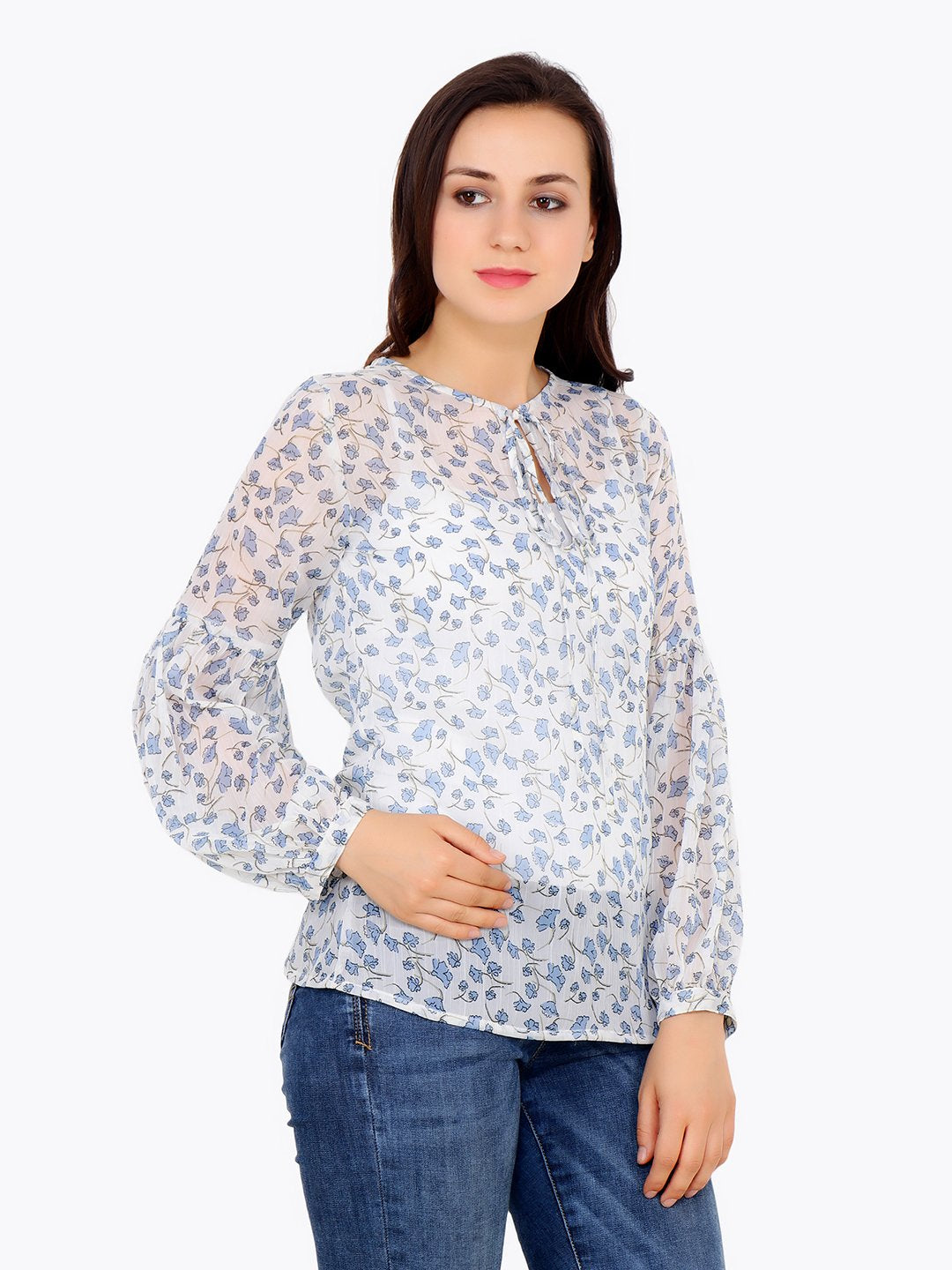 White Printed Top