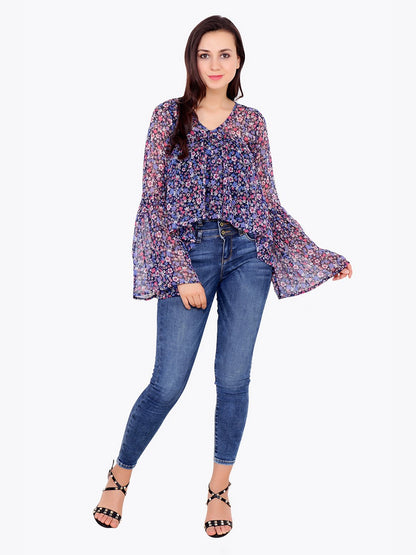 Blue Printed Top