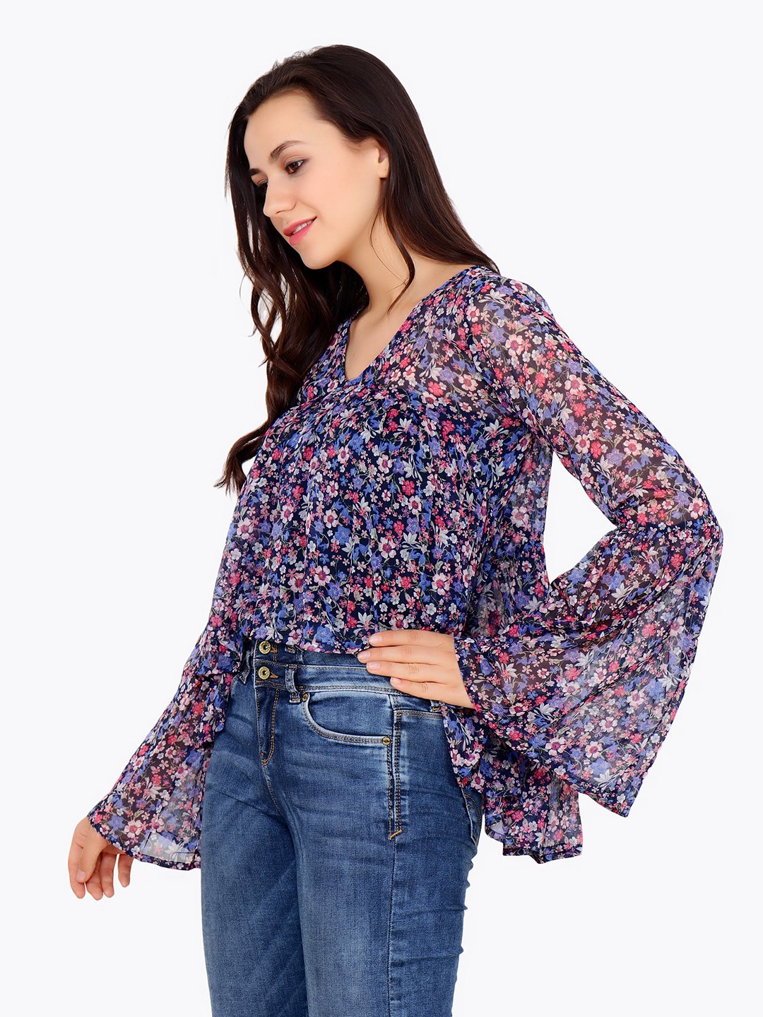 Blue Printed Top
