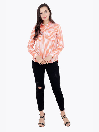 Orange Check Top