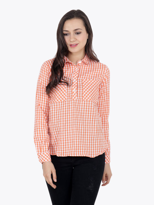 Orange Check Top