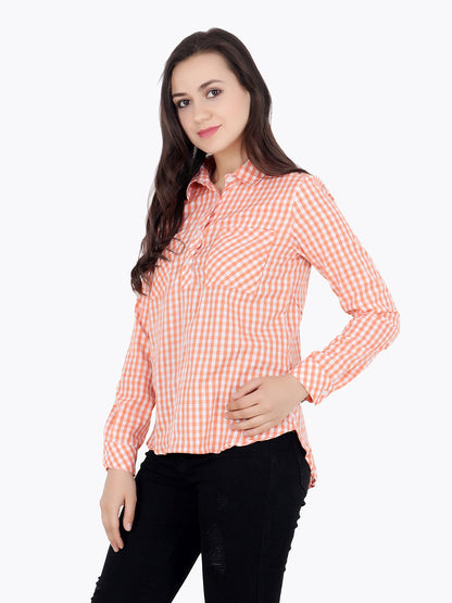 Orange Check Top