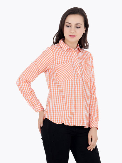 Orange Check Top