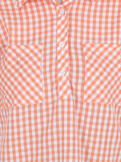 Orange Check Top