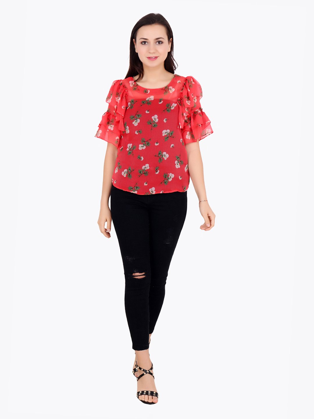 Orange Printed Top