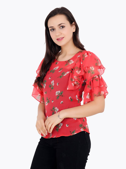 Orange Printed Top