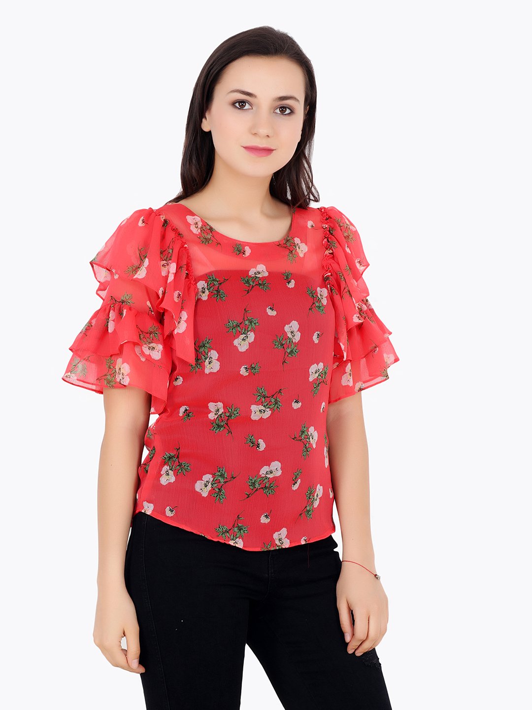 Orange Printed Top