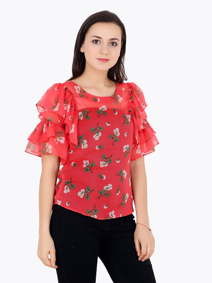 Orange Printed Top
