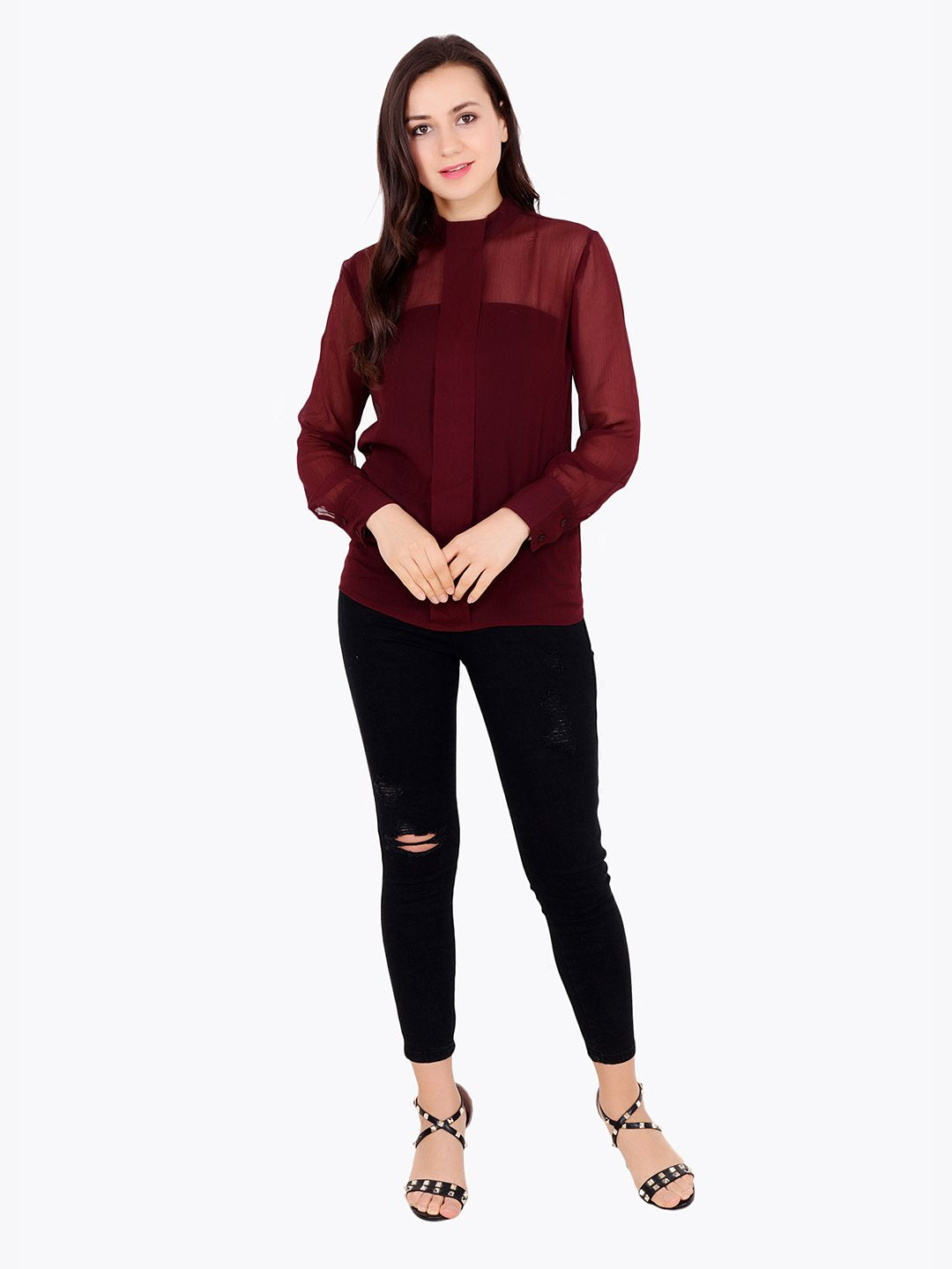 Maroon Solid Top
