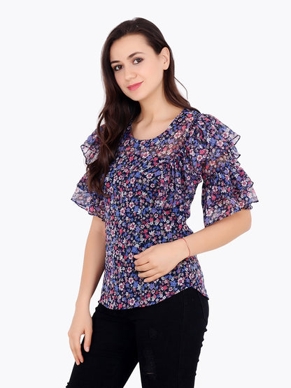 Blue Printed Top