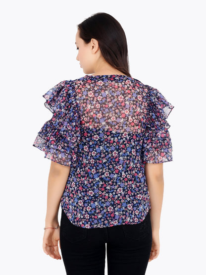 Blue Printed Top